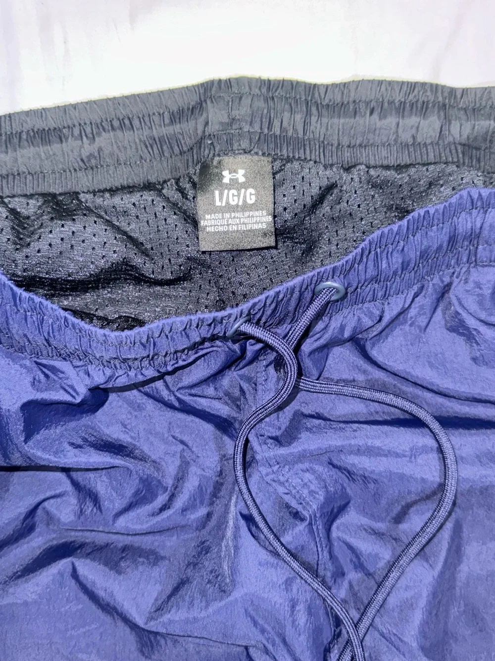 Under Armour Navy and Black Track Pants with White Piping